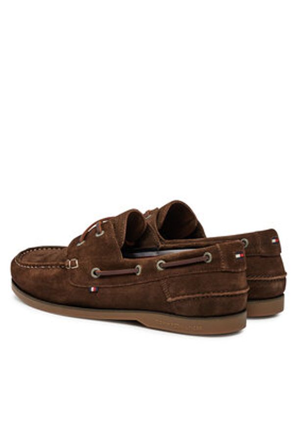 TOMMY HILFIGER - Tommy Hilfiger Półbuty Th Boat Shoe Core Suede FM0FM05387 Brązowy. Kolor: brązowy. Materiał: zamsz, skóra