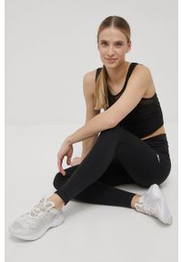 Reebok legginsy treningowe Lux Perform damskie kolor czarny gładkie. Kolor: czarny. Materiał: materiał, skóra, dzianina. Wzór: gładki. Sport: fitness