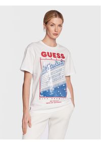 Guess T-Shirt Amanda W3RI34 I3Z14 Biały Boxy Fit. Kolor: biały. Materiał: bawełna