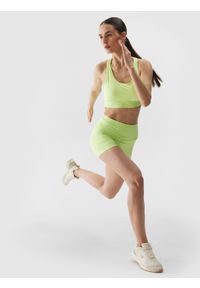 4f - 4F Legginsy krótkie treningowe z materiału z recyklingu damskie - zielone XXL. Stan: podwyższony. Kolor: zielony. Materiał: materiał. Długość: krótkie. Wzór: jednolity, gładki, ze splotem. Sport: joga i pilates, fitness #2