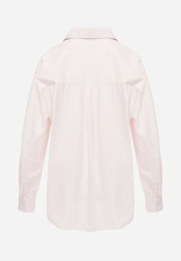 Renee - Różowa Koszula z Bawełną w Paski z Haftowaną Aplikacją Serca Sewrona. Okazja: na co dzień. Kolor: różowy. Materiał: bawełna. Wzór: aplikacja, haft, paski. Styl: casual, klasyczny #6