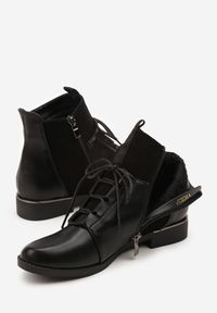 Born2be - Czarne Sznurowane Botki Vices z Elastycznymi Wstawkami Ganddie. Okazja: na randkę, na co dzień. Kolor: czarny. Materiał: jeans. Obcas: na obcasie. Styl: klasyczny, casual. Wysokość obcasa: niski #6