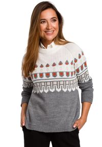 Sukienki.shop - Sweter norweski szary damski. Kolor: szary. Styl: klasyczny