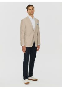 Pako Lorente - PAKO LORENTE – Beżowa marynarka męska bez podszewki. Okazja: na co dzień. Kolor: beżowy. Materiał: jeans. Wzór: gładki. Sezon: wiosna. Styl: casual #6
