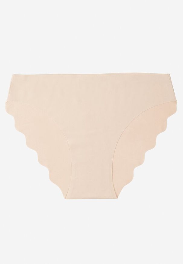 Renee - Beżowe Majtki Typu Figi o Bezszwowym Wykończeniu Siladeia. Kolekcja: plus size. Kolor: beżowy. Materiał: jeans