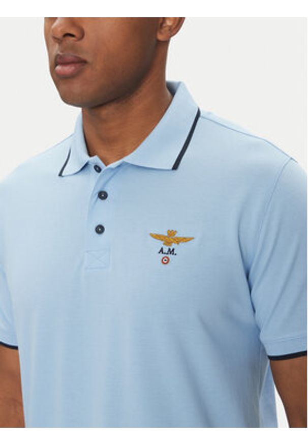 Aeronautica Militare Polo 251PO1308P82 Błękitny Regular Fit. Typ kołnierza: polo. Kolor: niebieski. Materiał: bawełna