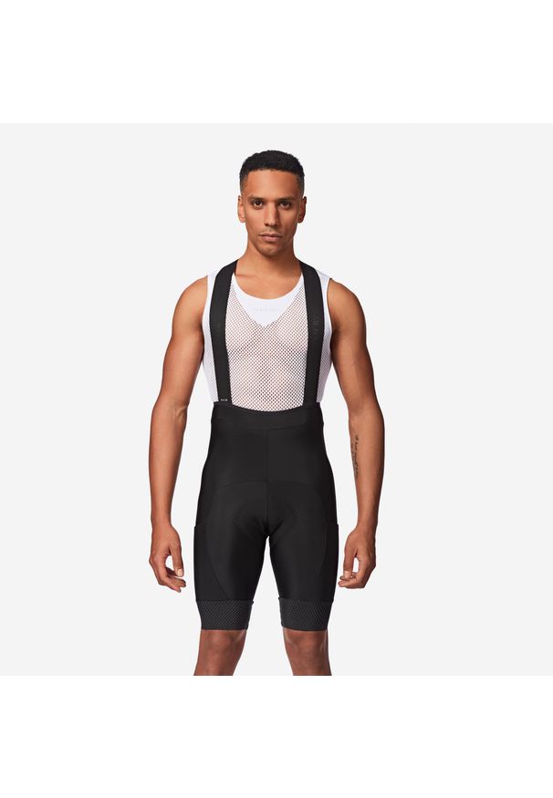 VAN RYSEL - Spodenki rowerowe zimowe szosowe męskie Van Rysel RCR 2 na szelkach. Kolor: czarny. Materiał: polar, tkanina, materiał, włókno. Długość: krótkie. Sezon: zima. Sport: kolarstwo