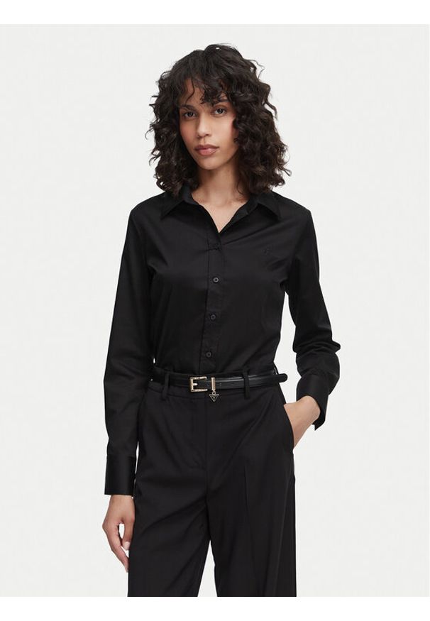 Guess Koszula W6YH10 W2752 Czarny Slim Fit. Kolor: czarny. Materiał: bawełna