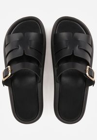 Renee - Czarne Klapki z Przekładanymi Paskami i Regulacją z Klamrą Celilye. Okazja: na co dzień. Kolor: czarny. Materiał: koronka. Sezon: lato. Styl: boho, casual #2