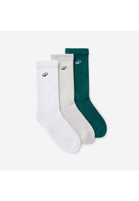 Decathlon - Skarpety podwyższone Elementals 3 pary. Kolor: zielony, szary, biały, wielokolorowy. Materiał: poliester, bawełna, poliamid, elastan #1