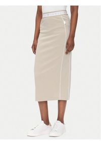 EA7 Emporio Armani Spódnica midi 7W000279 AF12501 U6155 Beżowy Regular Fit. Kolor: beżowy. Materiał: syntetyk