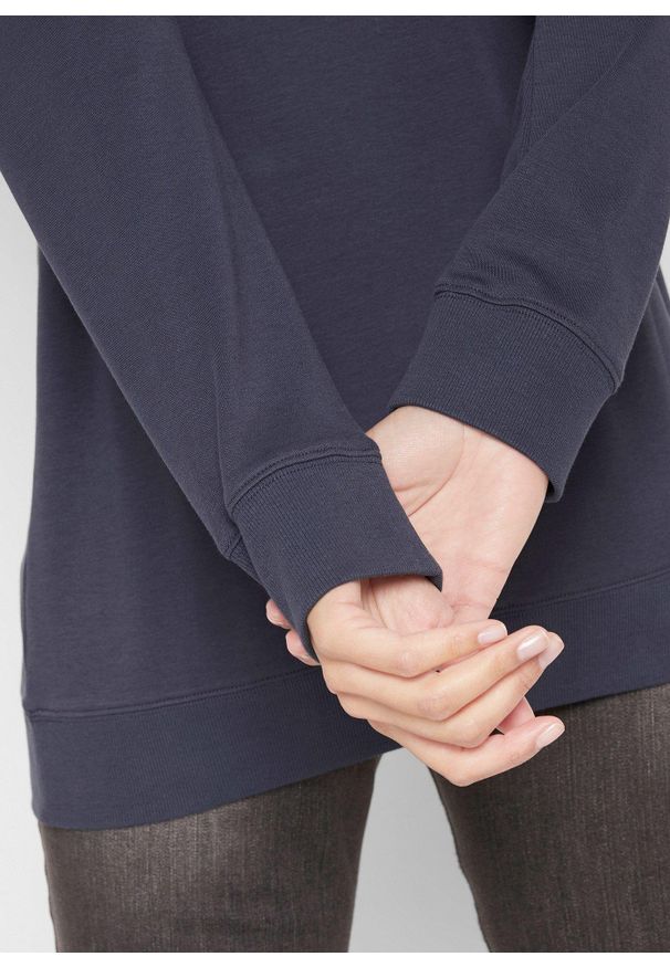 bonprix - Shirt bawełniany z długim rękawem i nadrukiem. Kolor: niebieski. Materiał: bawełna. Długość rękawa: długi rękaw. Długość: długie. Wzór: nadruk