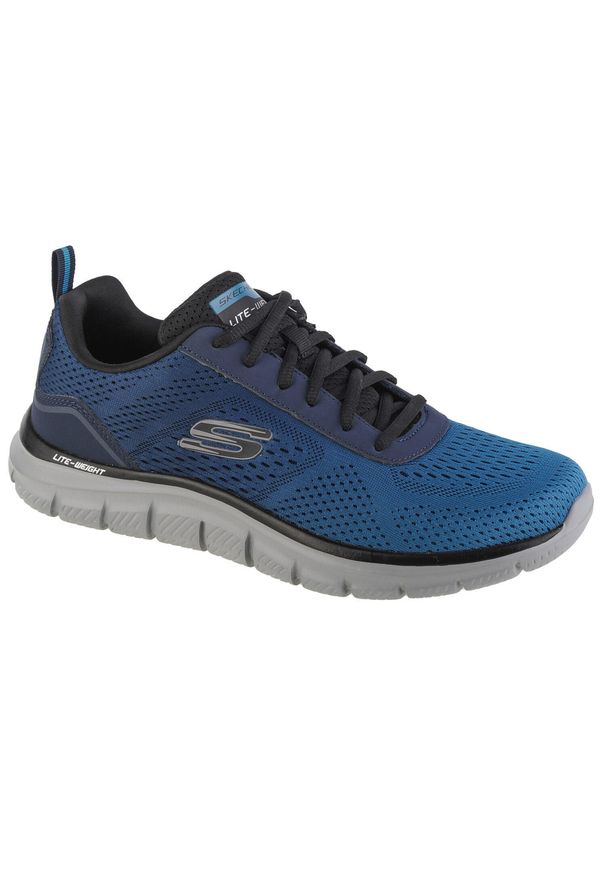 skechers - Buty do chodzenia męskie Skechers Track Ripkent. Zapięcie: sznurówki. Kolor: niebieski. Materiał: materiał, tkanina, syntetyk. Szerokość cholewki: normalna. Sport: turystyka piesza