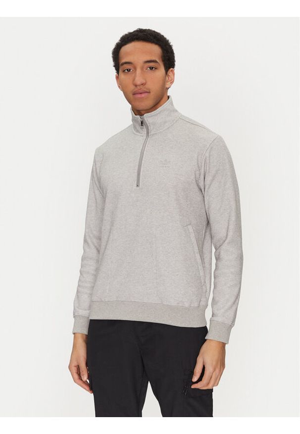 Adidas - adidas Bluza Trefoil Essentials Waffle JD2447 Szary Regular Fit. Kolor: szary. Materiał: syntetyk, bawełna