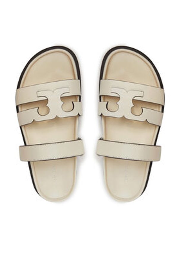 Tory Burch Klapki Ines Sport Slide 161636 Écru. Materiał: skóra. Styl: sportowy