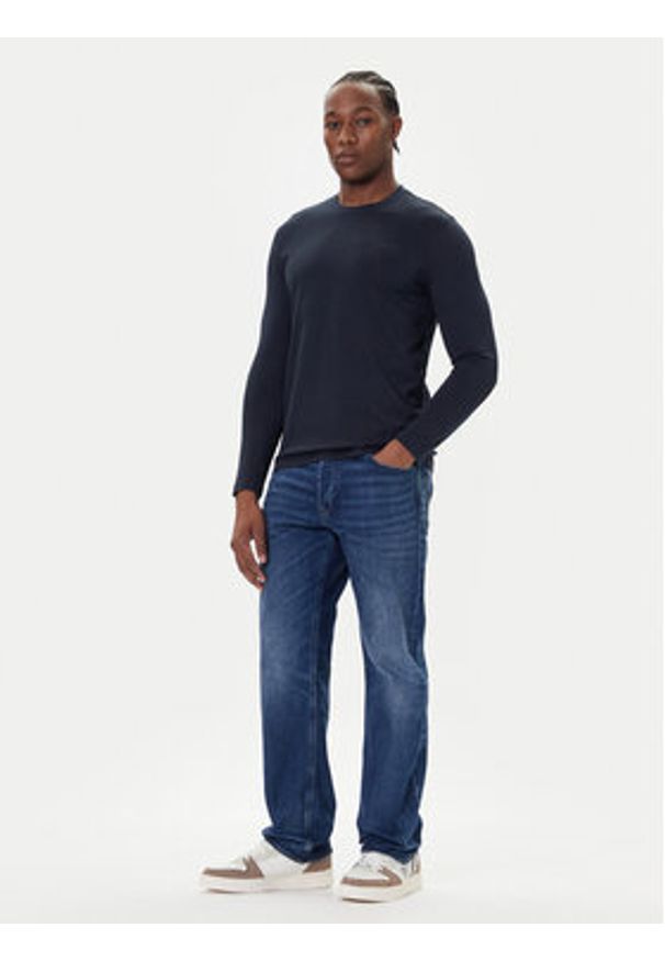 Bugatti Longsleeve 8330-85044D Granatowy Regular Fit. Kolor: niebieski. Materiał: bawełna. Długość rękawa: długi rękaw