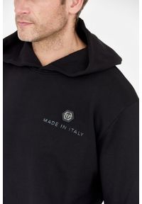 Philipp Plein - PHILIPP PLEIN Czarna męska bluza hexagon z kapturem, Rozmiar XL. Typ kołnierza: kaptur. Kolor: czarny