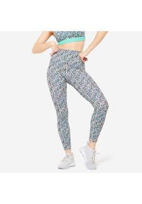 DOMYOS - Legginsy fitness damskie Domyos. Kolor: wielokolorowy. Materiał: materiał, poliamid, poliester, elastan. Sport: fitness