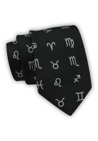 Krawat Alties (7 cm) - Znaki Zodiaku - Czarny. Kolor: czarny. Materiał: tkanina. Styl: elegancki, wizytowy #1