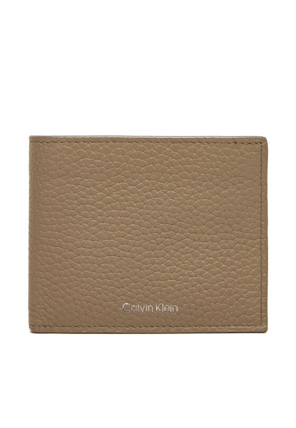 Calvin Klein Portfel męski Ck Leather Billfold W Zip Coin LV04D1028G Beżowy. Kolor: beżowy. Materiał: skóra