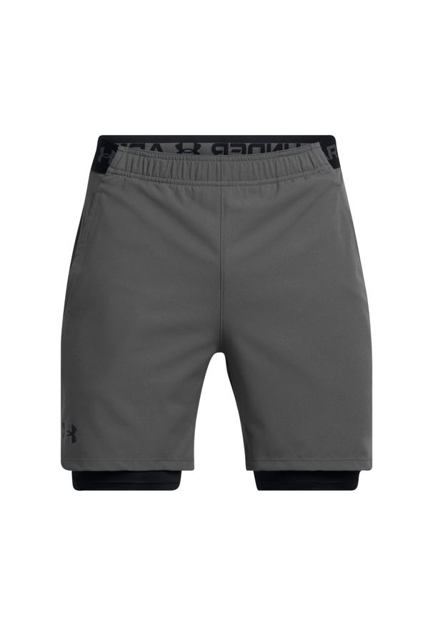 Krótkie 2-w-1 tkane Under Armour Vanish. Kolor: szary, wielokolorowy, czarny. Materiał: materiał. Długość: krótkie. Sport: fitness