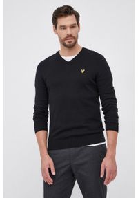 Lyle & Scott - Sweter. Okazja: na co dzień. Kolor: czarny. Materiał: dzianina. Długość rękawa: długi rękaw. Długość: długie. Wzór: aplikacja. Styl: casual #2