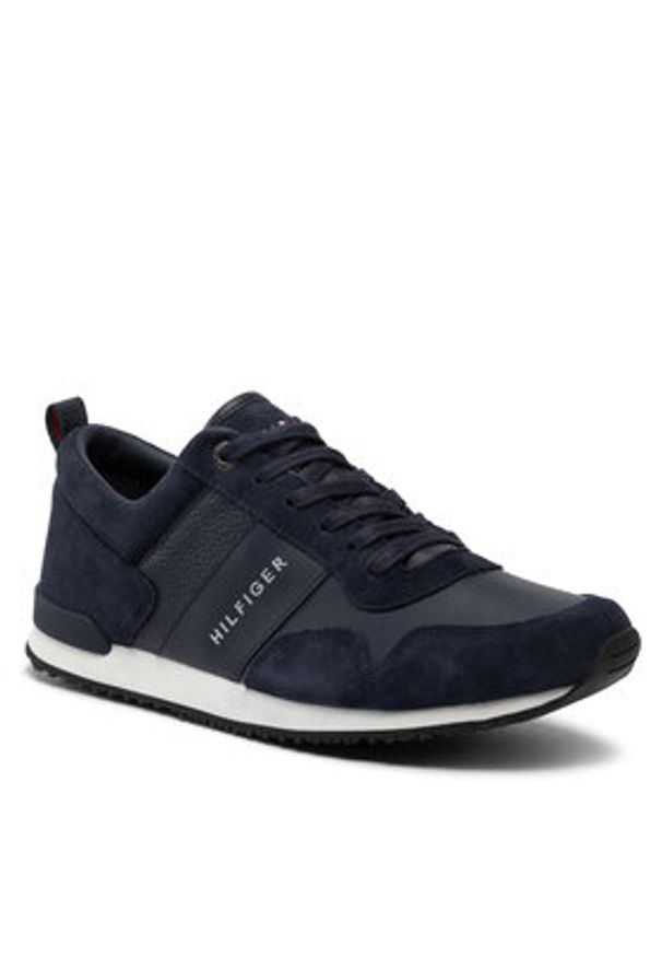 TOMMY HILFIGER - Tommy Hilfiger Sneakersy Iconic Leather Suede Mix Runner FM0FM00924 Granatowy. Kolor: niebieski. Materiał: skóra