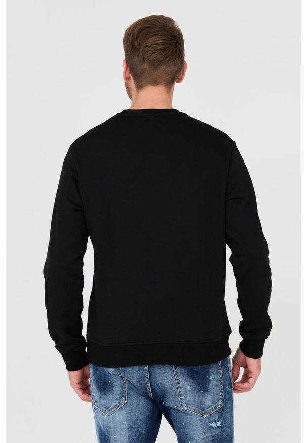 Just Cavalli - JUST CAVALLI Czarna męska bluza T-round Gold, Rozmiar M. Kolor: czarny. Wzór: nadruk