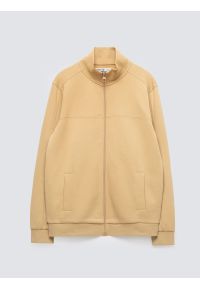 Big-Star - Bluza męska rozpinana ze stójką brązowa Wlador 801. Okazja: na co dzień. Typ kołnierza: kołnierzyk stójkowy. Kolor: beżowy. Materiał: dzianina, materiał. Wzór: ze splotem, nadruk. Styl: casual, elegancki #1