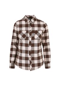 Damska koszula w kratę z flaneli Urban Classics GT. Kolor: wielokolorowy, brązowy, różowy. Wzór: kratka #1