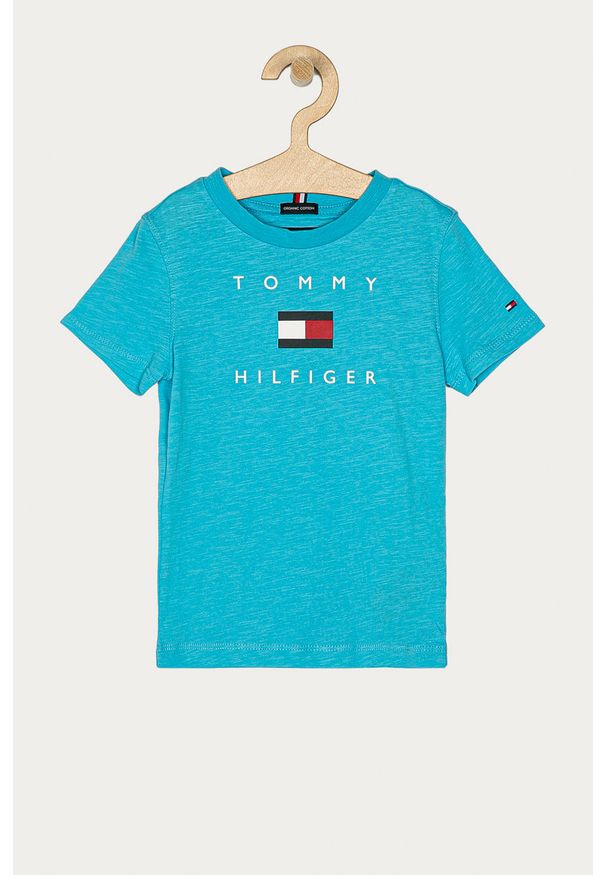 TOMMY HILFIGER - Tommy Hilfiger - T-shirt dziecięcy 74-176 cm. Okazja: na co dzień. Kolor: niebieski. Materiał: bawełna, dzianina. Wzór: nadruk. Styl: casual