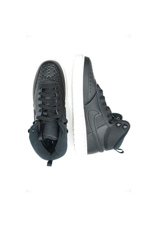 Buty do chodzenia męskie Nike Court Vision Mid. Wysokość cholewki: za kostkę. Zapięcie: sznurówki. Kolor: czarny. Materiał: skóra, syntetyk, tkanina, materiał. Szerokość cholewki: normalna. Model: Nike Court. Sport: turystyka piesza