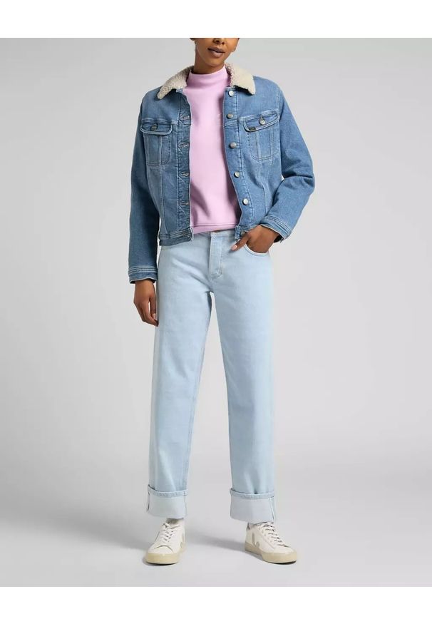 Lee - LEE SHERPA RIDER DAMSKA KURTKA JEANSOWA PARTLY CLOUDY L54VFAPA 112320553. Materiał: jeans
