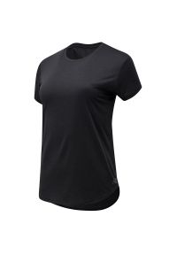 Koszulka New Balance WT11452BKH - czarna. Kolor: czarny. Materiał: poliester, materiał. Sport: fitness