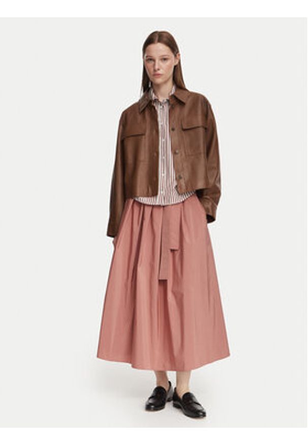 Weekend Max Mara Kurtka skórzana Piovra 2625446021 Brązowy Regular Fit. Kolor: brązowy. Materiał: skóra