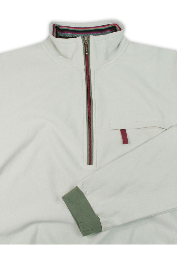 Kings - Bluza Beżowa, Sweter Męski, Dekolt z Wysoką Stójką Zapinaną na Zamek -KINGS. Typ kołnierza: kołnierzyk stójkowy. Kolor: brązowy, beżowy, wielokolorowy. Materiał: bawełna. Sezon: jesień, zima