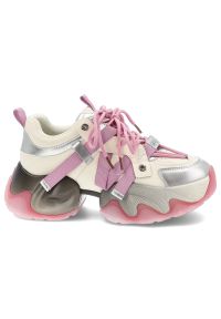 Różowe Sneakersy GOE Stylowe Obuwie Damskie. Okazja: na co dzień. Zapięcie: sznurówki. Kolor: różowy. Materiał: materiał. Styl: elegancki #6