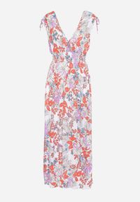 Born2be - Biało-Różowa Sukienka z Kopertowym Dekoltem w Kwiaty z Gumką w Pasie Fionessa. Okazja: na co dzień. Typ kołnierza: dekolt kopertowy. Kolor: biały. Wzór: kwiaty. Typ sukienki: kopertowe. Styl: elegancki, casual, klasyczny #5