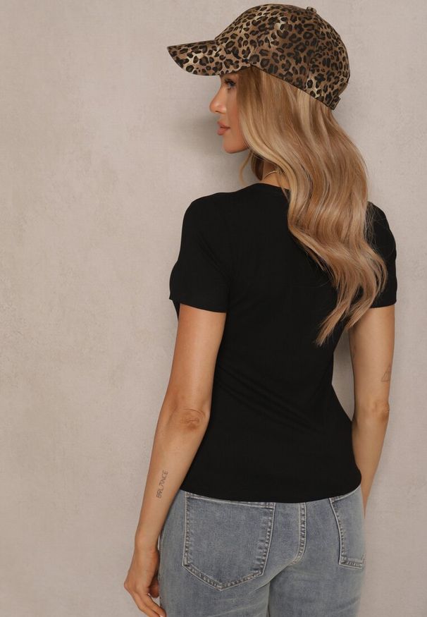 Renee - Czarny T-shirt Basic z Wiskozy Worreti. Okazja: na co dzień. Kolor: czarny. Materiał: wiskoza. Styl: casual, sportowy, klasyczny