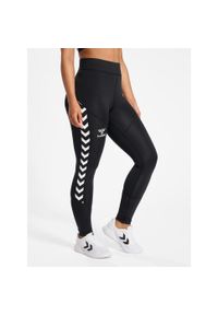 Legging Top z poliestru dla kobiet Hummel HmlStaltic. Kolor: czarny. Materiał: poliester. Wzór: jodełka, nadruk