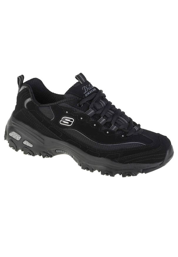 skechers - Buty sportowe Sneakersy damskie, Skechers D Lites Biggest Fan. Kolor: czarny. Materiał: skóra, nubuk, tkanina, materiał, syntetyk. Sport: turystyka piesza