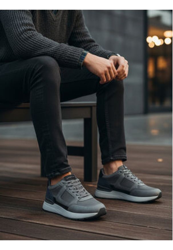 Lanetti Sneakersy CEO-REUS-01 Szary. Kolor: szary. Materiał: syntetyk, materiał