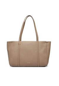Calvin Klein Torebka Emblem Hw Pebble Tote LV04F3424G Beżowy. Kolor: beżowy. Materiał: skórzane #5