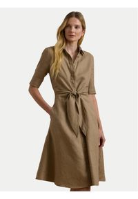 Lauren Ralph Lauren - LAUREN RALPH LAUREN Sukienka koszulowa 200905667016 Beżowy Regular Fit. Kolor: beżowy. Materiał: len. Typ sukienki: koszulowe #1