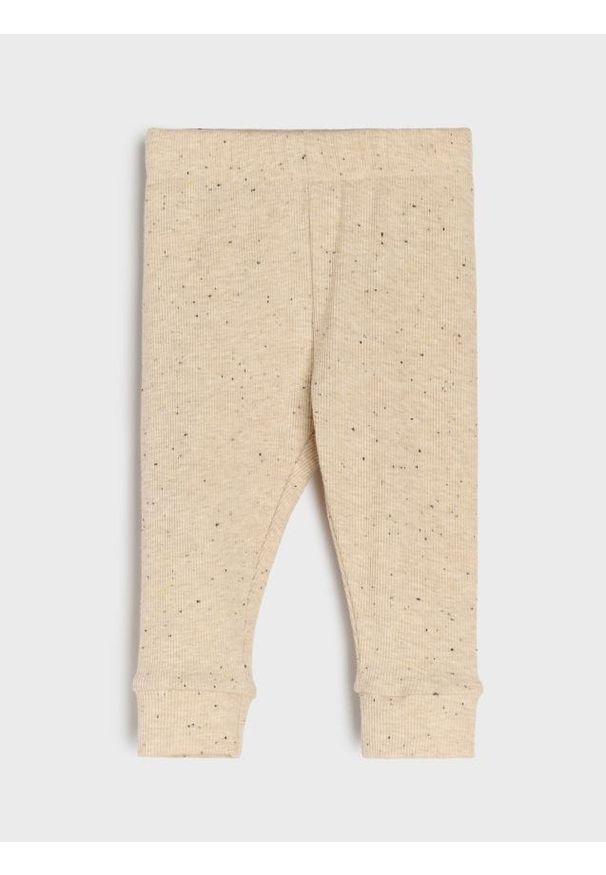 Sinsay - Bawełniane legginsy z prążkowanej dzianiny - błękitny. Kolor: niebieski. Materiał: prążkowany, dzianina, bawełna