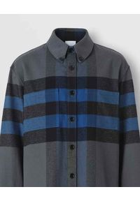 Burberry - BURBERRY - Flanelowa koszula w kratkę. Kolor: szary. Materiał: bawełna. Wzór: kratka. Styl: klasyczny