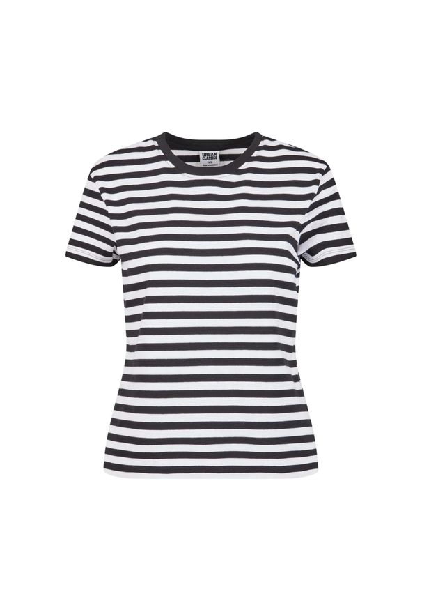 Urban Classics - T-shirt Damski W Paski Standardowy. Kolor: czarny, biały, wielokolorowy. Wzór: paski. Sport: turystyka piesza