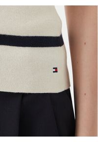 TOMMY HILFIGER - Tommy Hilfiger Top WW0WW48480 Kremowy Slim Fit. Kolor: kremowy. Materiał: bawełna #4