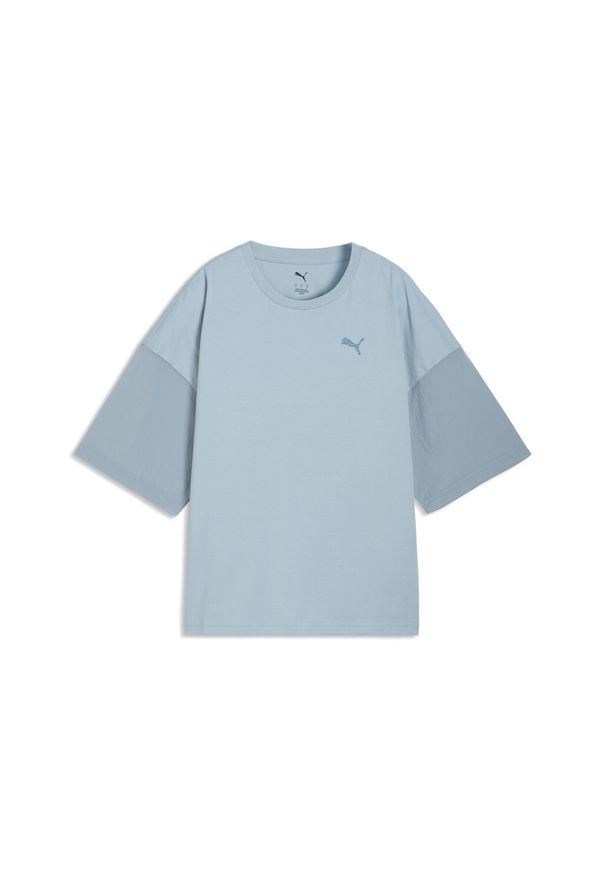 Puma - Damska koszulka oversize HER PUMA. Kolor: niebieski, biały, wielokolorowy. Sport: bieganie