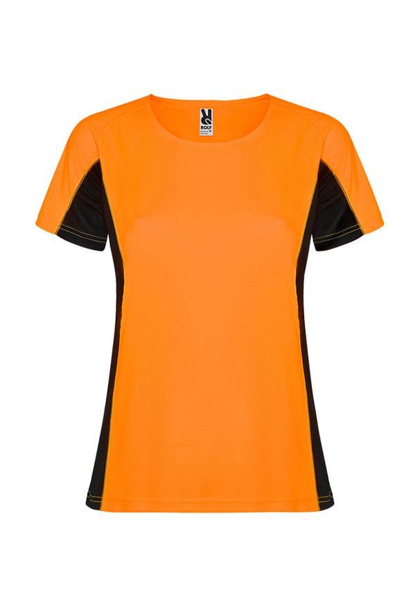 ROLY - T-shirt Damski Z Krótkim Rękawem Sportowy Shanghai. Kolor: czarny, wielokolorowy, pomarańczowy. Długość rękawa: krótki rękaw. Długość: krótkie. Sport: joga i pilates
